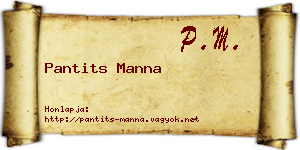 Pantits Manna névjegykártya